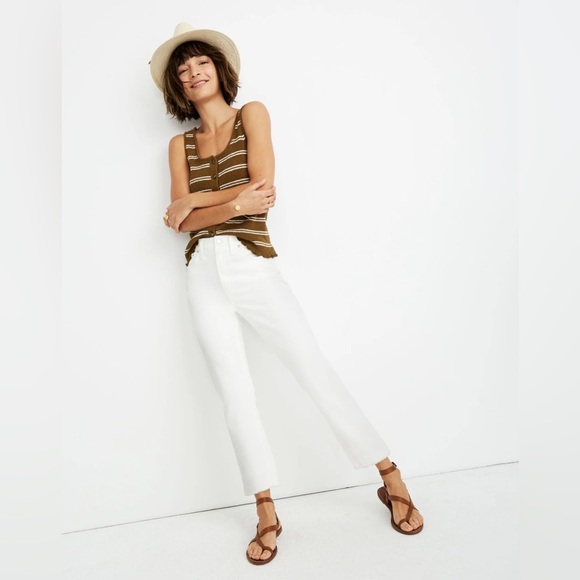 Madewell The High-Rise Slim Boyjean Distressed in White Size 24 NWT - Picture 1 of 5